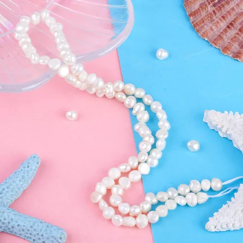 Vista 6 de Beadthoven - 90 mechones de perlas de agua dulce cultivadas naturales de 0.2 a 0.157 in, mini perlas irregulares, perlas para bricolaje, pulseras 0