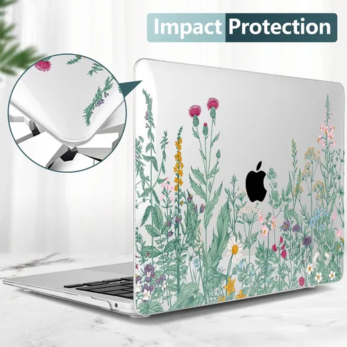 Vista 35 de TWOLSKOO Funda para MacBook Air de 13,3 pulgadas (versión antigua 2018-2021, modelos: M1 A2337, A2179, A1932) - Carcasa rígida con protector de Flor