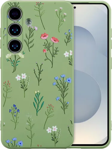 Vista 20 de RALEAVO Funda para Samsung Galaxy S24 Plus, bonita funda de silicona floral Verde/Rama Floral