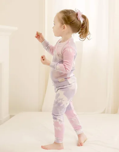 Vista 4 de VAENAIT BABY 12M-12Y Toddler Kids Boys Girls 100% Cotton Marbling Tiedye Sung Fit Sleepwear Pajamas 2pcs Pjs Set