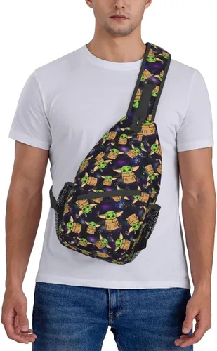 Vista 2 de Bolso bandolera para hombres y mujeres, mochila cruzada de dibujos animados de anime con llavero multiusos bolsa cruzada en el pecho