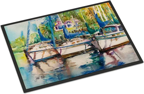 Vista 206 de Caroline's Treasures JMK1017JMAT - Tapete de caza de rana garza azul, 24 x 36 pulgadas, tapete para puerta delantera, interior y exterior