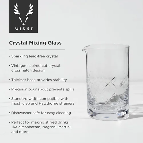 Vista 2 de Viski Vaso mezclador de cóctel de 17 onzas con diseño de base gruesa para bartending - Barware Essentials