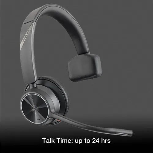Vista 4 de Poly Voyager 4310 Plantronics UC - Auriculares inalámbricos Bluetooth mono (USB-A) Equipos – Paquete con microfibra Global Teck – Compatible