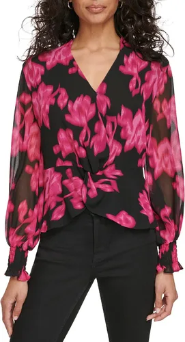 Vista 2 de Calvin Klein Blusa estampada con cuello en V para mujer