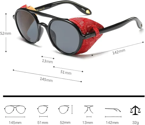 Vista 4 de Freckles Mark Side Shield - Gafas de sol vintage retro steampunk clásicas redondas