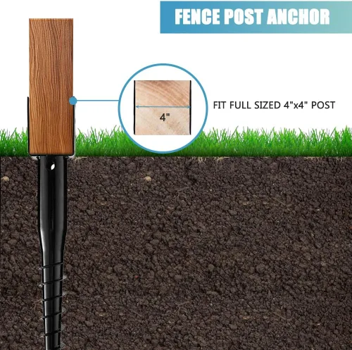 Vista 2 de Furnishh Anclaje de tierra sin excavación de 4 x 4 pulgadas, soporte para postes de poste de rosca modelo U para postes de buzón y postes de valla