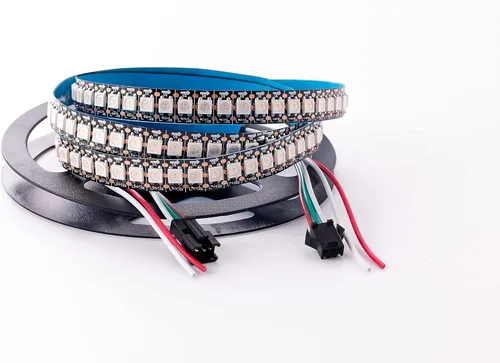 Vista 19 de WS2812B Tira de luz LED direccionable individual 100Pixels/m SMD 5050 RGB Pixel Strip DC5V (3.2FT 100LEDS no impermeable, PCB blanco)