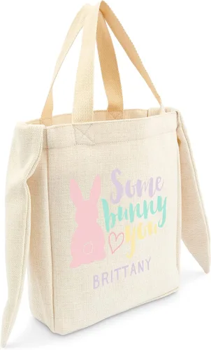 Vista 12 de Weddingstar Bolso de asas personalizable de la cesta de Pascua de la tela de la lona con las orejas, Bunny Rabbit