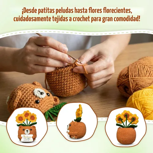 Vista 2 de OASSIE Regalos de graduación de jardín de infantes para niños y adolescentes, animales de ganchillo positivos de oso de girasol, inspiradores
