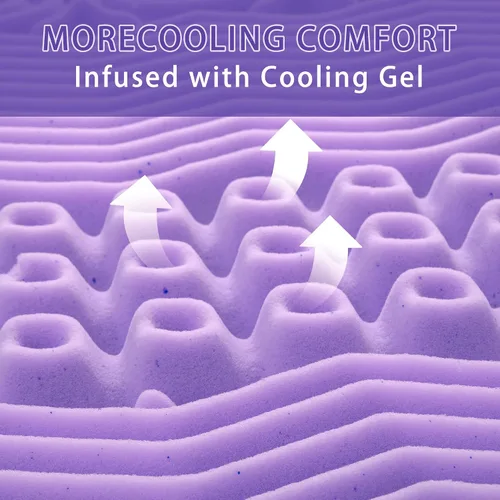 Vista 3 de Colchón de espuma de gel de 7 zonas con infusión calmante de lavanda, certificado CertiPUR-US, (2 pulgadas, individual)