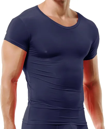 Vista 7 de DTODWW Men's Undershirts Soft V Neck Short Sleeves T-Shirts Classic Tees for Men Slim Fit Sweat Shirts Solid Color Tops