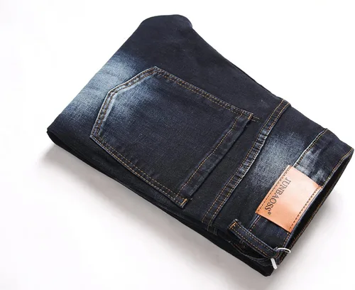 Vista 5 de Junbaoss - Jeans elásticos ajustados para hombre pantalones de mezclilla ajustados rasgados para hombre pantalones de cintura flexible de pierna