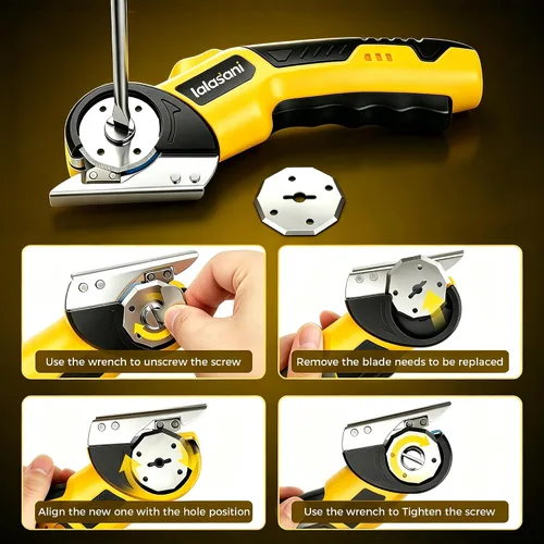 Vista 7 de Cordless Electric Scissors for Cardboard, Automatic Box Cutter (Yellow, 1.0)