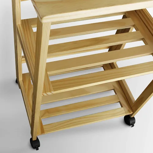 Vista 8 de Casual Home Carrito de cocina natural plegable Trek, 27 pulgadas de ancho (372-30)