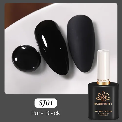 Vista 6 de Born Pretty - Esmalte de uñas de gel negro, diseño de Halloween negro opaco Negro puro