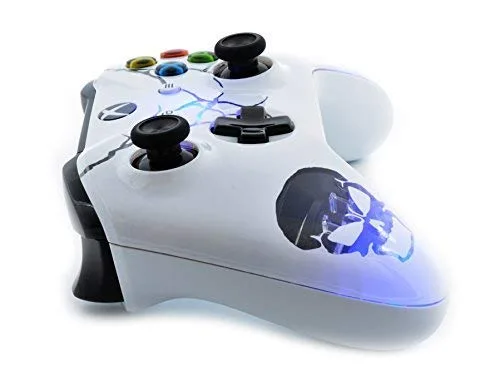 Vista 7 de Rapid Fire Custom Standard Modded Controller Compatible with Xbox One SX 40 Mods for All Major Shooter Games (3.5 mm Jack) (Skulls White)