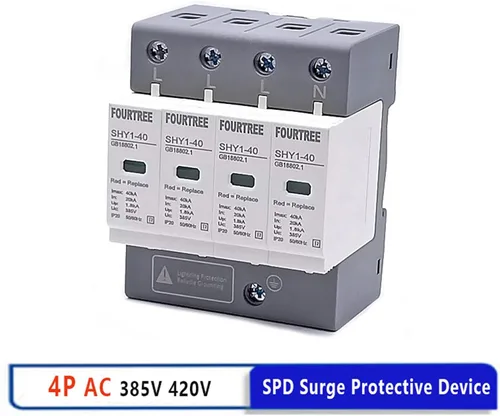 Vista 2 de GUMMMY Dispositivo de protección contra sobretensiones SPD AC 3P+N 20 ~ 40KA 30KA~60KA 385V 420V Pararrayos de la casa Protector de bajo voltaje