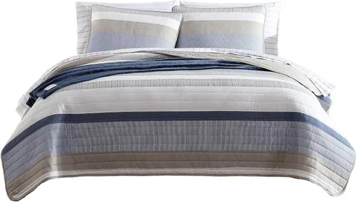 Vista 4 de Nautica - Juego de edredón tamaño individual, ropa de cama de algodón suave y transpirable con sensación de peso medio, juego de cama reversible