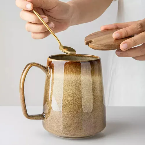 Vista 4 de Taza de café grande de cerámica de 24 onzas con asa, taza de café vintage, taza de té extra grande para oficina y hogar, apta para lavavajillas