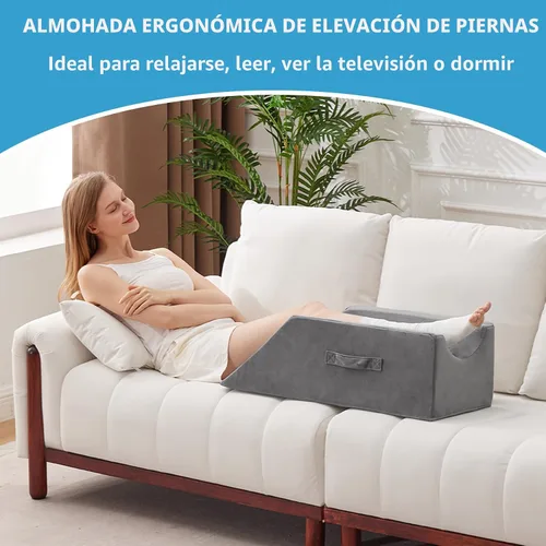 Vista 7 de MEGCXIT Almohada de Elevación para Piernas Circulación Sanguínea, Almohada de Cuña para Hinchazón de Piernas, Almohada de Cuña para Rodilla Post