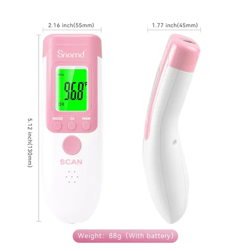 Vista 9 de Termómetro digital infrarrojo sin contacto para la frente para adultos, niños y bebés, termómetro médico de grado 3 en 1 con indicador de fiebre