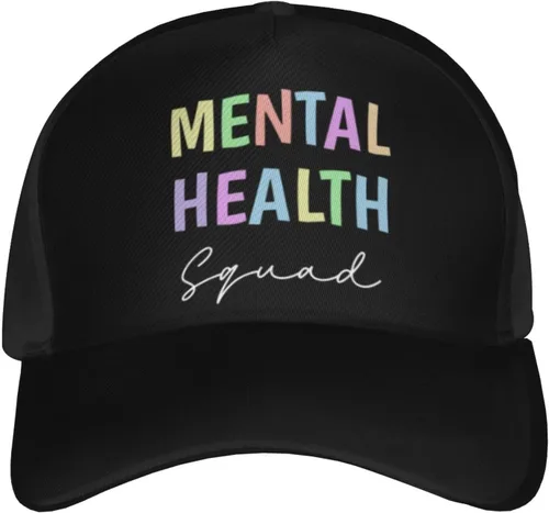 Vista 2 de Gorra de béisbol de escuadrón de salud mental para hombres y mujeres, ajustable para papá, gorra de camionero casual para exteriores, sombreros