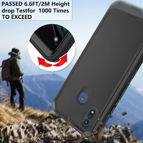 Vista 6 de Asuwish Funda de teléfono para Moto E 2020 Motorola E7 con protector de pantalla y cubierta para celda, híbrida a prueba de golpes, accesorios