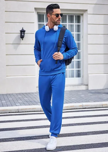 Vista 56 de COOFANDY Conjunto deportivo de 2 piezas para hombre, conjunto deportivo casual con capucha