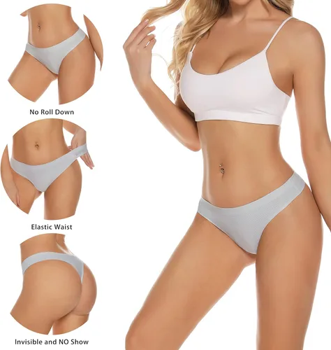 Vista 3 de Jaywan Tangas sin costuras para mujer, transpirables, elásticas, tangas invisibles, paquete de 6, S-XL
