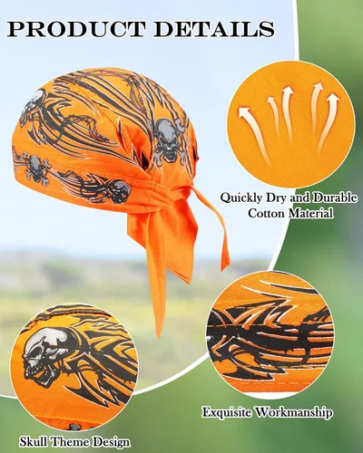 Vista 3 de Foaincore Paquete de 8 gorras de calavera Do Rag para hombres, absorben el sudor, Doo Rags, forro de casco de refrigeración para ciclismo