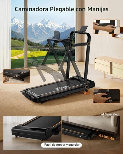 Vista 7 de 16% Incline Walking Pad Treadmill, 3-in-1 Under Desk Treadmill with Handles