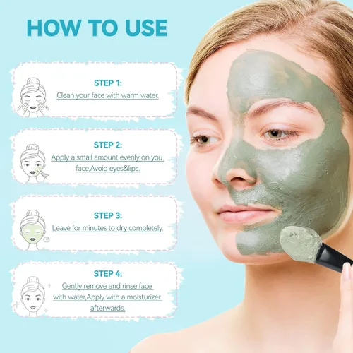 Vista 3 de BOJICA 3 mascarillas faciales de arcilla para el cuidado de la piel, mascarilla facial para limpieza profunda de poros, cúrcuma, mar muerto, barro