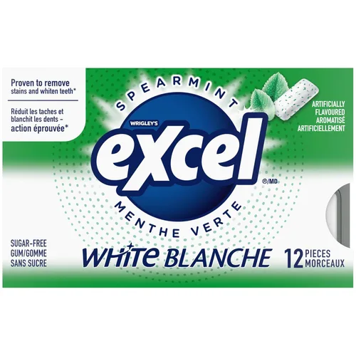 Vista 5 de Excel White Goma de mascar sin azúcar, menta verde, 12
