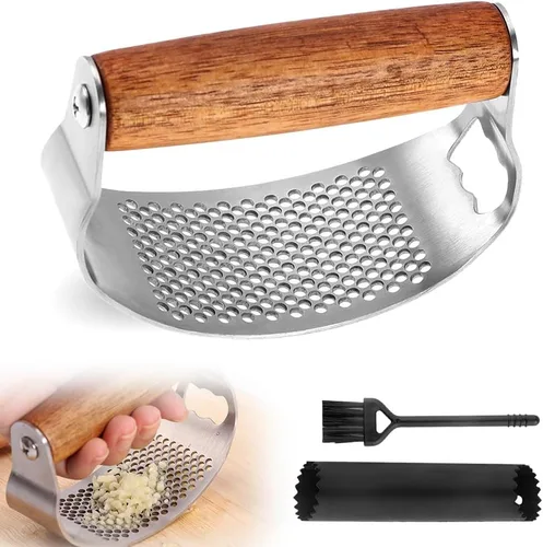 Vista 9 de Prensador de Ajo de Acero Inoxidable, Prensa de Ajo Profesional Rocker Mejorada 2025, Triturador de Ajo Ergonómico para Uso en Cocina Doméstica