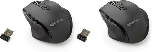 Vista 9 de Amazon Basics Ratón inalámbrico para computadora, ergonómico, óptico de 2,4 GHz, DPI ajustable, compatible con PC, Mac, portátil, negro