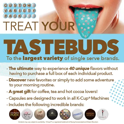 Vista 3 de Paquete variado de cápsulas de café descafeinado, surtido de cápsulas de café sin sabor y sabor compatibles con cafeteras Keurig K Cup, cápsulas