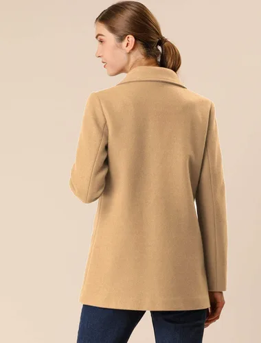 Vista 5 de Allegra K Abrigo de invierno de manga larga con doble botonadura para mujer
