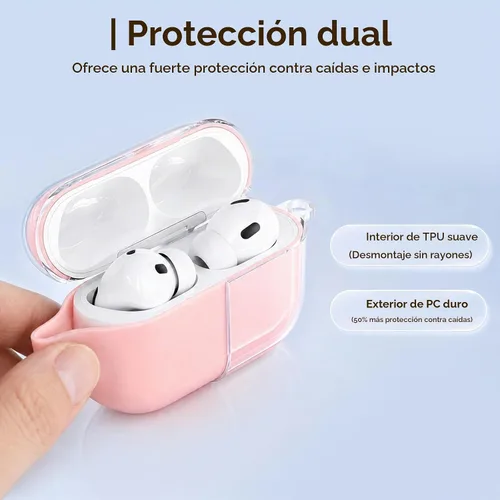 Vista 4 de Funda para AirPods Pro 2ª/1ª con cordón y kit de limpieza, rosa C-rosa