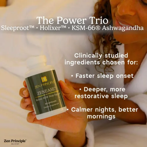 Vista 4 de Zen Principle Zenease - Soporte para dormir con glicinato de magnesio, Ashwagandha KSM-66, azafrán, L-teanina y GABA, sin melatonina, alivio natural