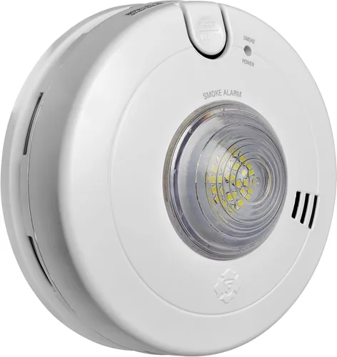 Vista 2 de First Alert BRK 7020BSL - Detector de humo para personas con discapacidad auditiva, cableado, con luz estroboscópica LED, color blanco