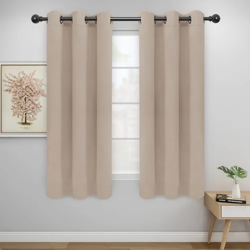 Vista 180 de Easy-Going - Cortinas opacas para dormitorio, aislamiento térmico sólido con ojales, cortinas de ventana para reducción de ruido, cortinas