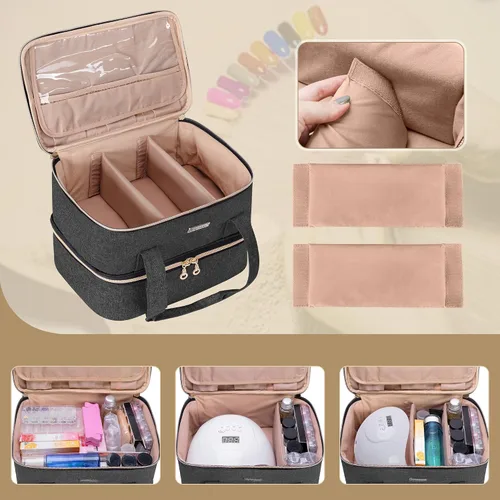 Vista 3 de BAFASO Organizador de esmalte de uñas con capacidad para 40 botellas (0.5 onzas líquidas) y una lámpara de uñas, Negro