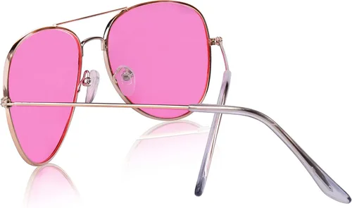 Vista 5 de SunnyPro Gafas de sol de aviador coloreadas con protección UV400 de metal de lentes