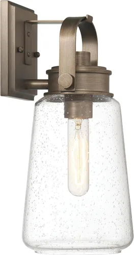 Vista 9 de Gage - Lámpara industrial de vidrio y metal para exteriores, color oro toscano