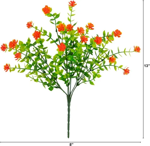 Vista 7 de Nearly Natural Mini rosa artificial resistente a los rayos UV de 13 pulgadas (interior/exterior) - Juego de 12 Naranja