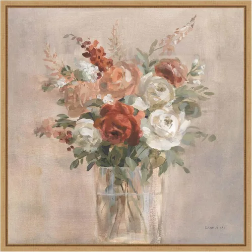 Vista 10 de Amanti Art Lienzo enmarcado para pared, 16 x 16 pulgadas, ramo de rojizo de Danhui Nai, lienzo enmarcado para pared, obras de arte de flores