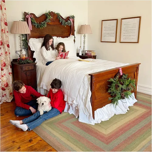 Vista 130 de Homespice Apple Pie - Alfombra ovalada roja de 2 x 3 pies, alfombra de cocina trenzada para decoración primitiva y rústica, reversible, yute sin