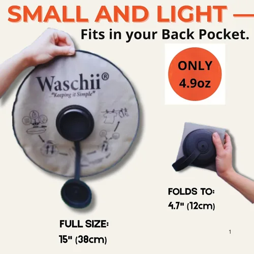 Vista 3 de Waschii Pocket-Sized Travel Clothes Washer for Camping, Hostels & Vanlife – Compact, Leakproof, Eco-Friendly – No Power or Sink Needed