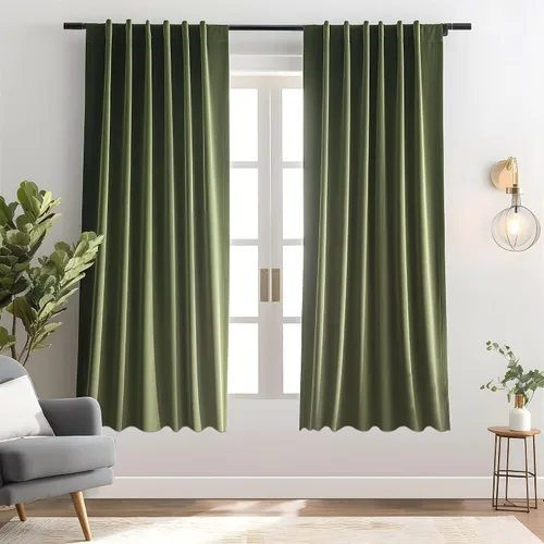 Vista 20 de Cortinas opacas de terciopelo negro para sala de estar, 52 pulgadas de ancho x 63 pulgadas de largo, cortinas opacas de lujo para dormitorio